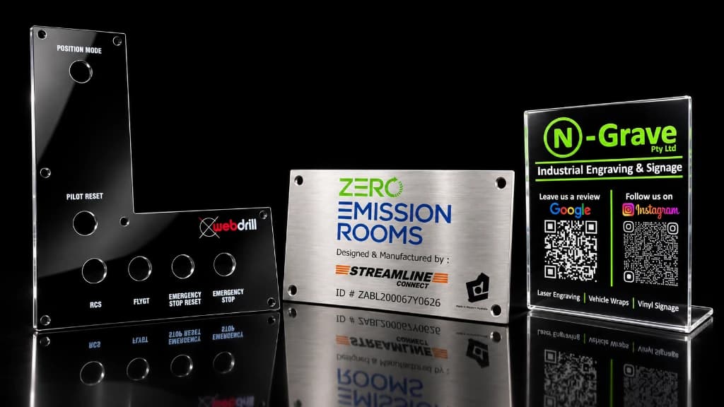 Direct UV Printed Control Panels, Equipment Plates and Acrylic QR Displays